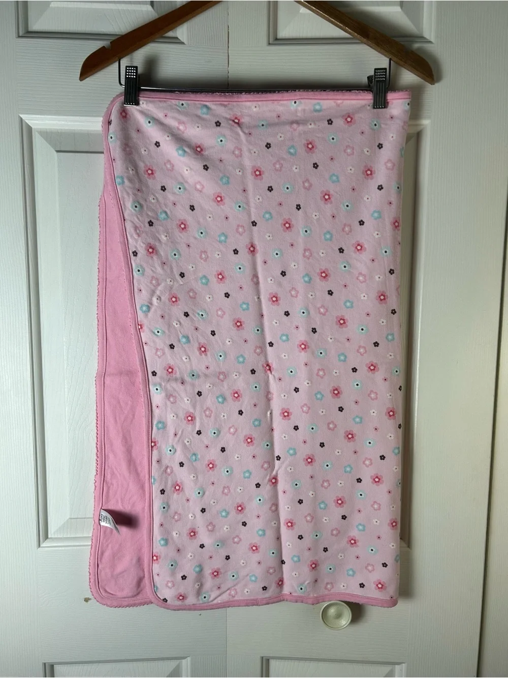 Just One Year by Carter's I Love You Pink Floral Baby Blanket Flower Blue Brown